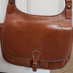 PATRICIA NASH London Cross Body Saddle Bag Heritage Full Grain Leather Tan Brown